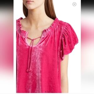 Free People Pink Velvet Top SZ S New Tags